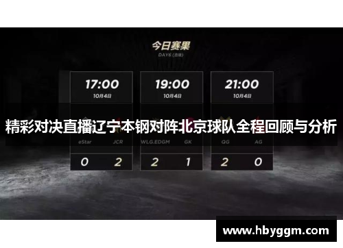 精彩对决直播辽宁本钢对阵北京球队全程回顾与分析